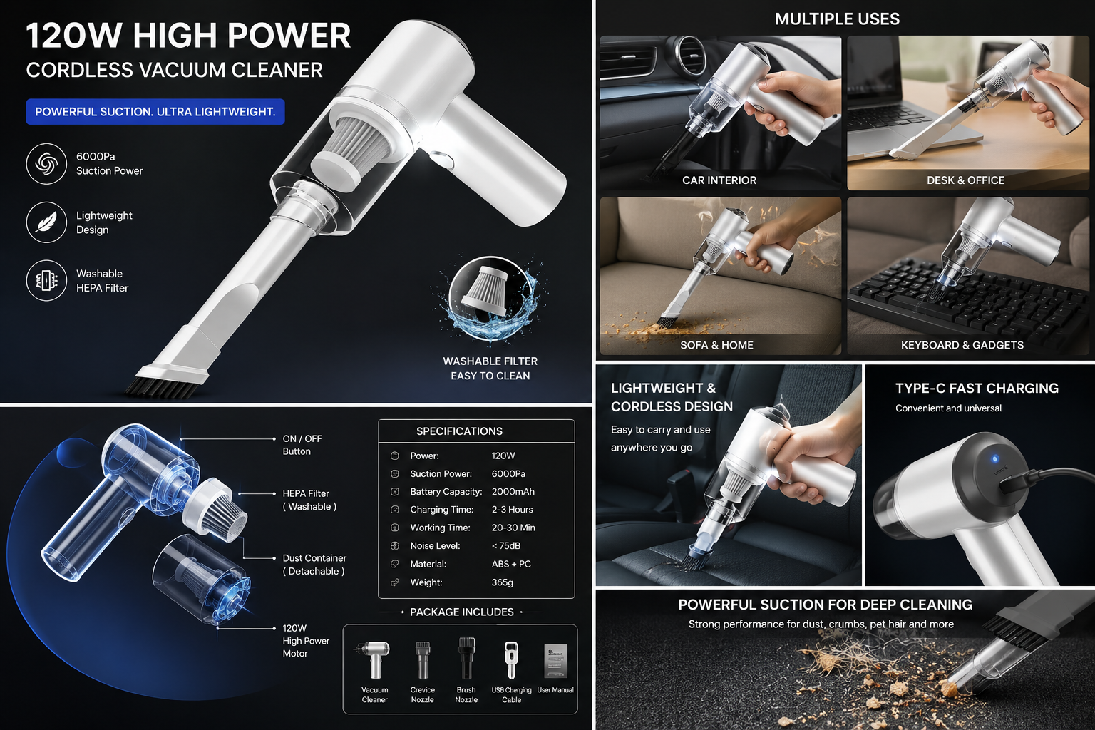 Wireless Rechargeable Mini Vacuum Cleaner